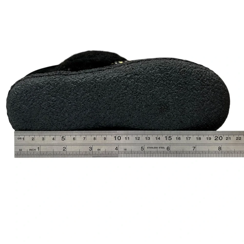 SOREL Nakiska Youth Girls Faux Fur Slippers Size 2 Black Gold Animal‎ Print Warm